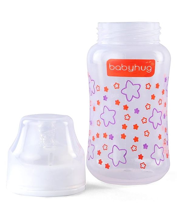 Babyhug Wide Neck Feeding Bottle with Silicone Nipple Dino Print - 250ml| Microwave and Sterilizer Safe| BPA Free| Easy to Clean & Hygienic| Measuring Scale| Anti-colic| Leak Proof