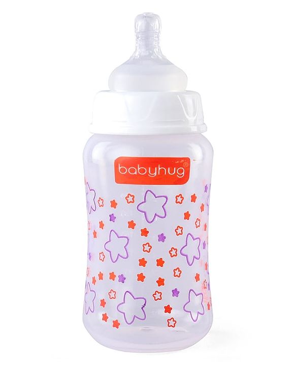 Babyhug Wide Neck Feeding Bottle with Silicone Nipple Dino Print - 250ml| Microwave and Sterilizer Safe| BPA Free| Easy to Clean & Hygienic| Measuring Scale| Anti-colic| Leak Proof