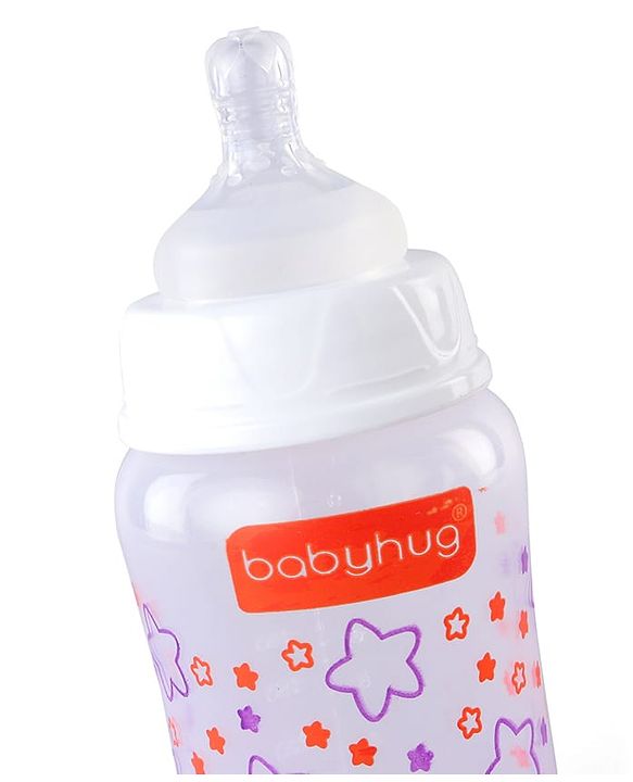 Babyhug Wide Neck Feeding Bottle with Silicone Nipple Dino Print - 250ml| Microwave and Sterilizer Safe| BPA Free| Easy to Clean & Hygienic| Measuring Scale| Anti-colic| Leak Proof