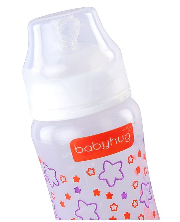 Babyhug Wide Neck Feeding Bottle with Silicone Nipple Dino Print - 250ml| Microwave and Sterilizer Safe| BPA Free| Easy to Clean & Hygienic| Measuring Scale| Anti-colic| Leak Proof