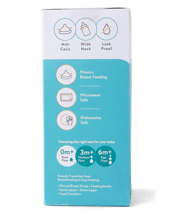 Babyhug Wide Neck Feeding Bottle with Silicone Nipple Dino Print - 250ml| Microwave and Sterilizer Safe| BPA Free| Easy to Clean & Hygienic| Measuring Scale| Anti-colic| Leak Proof