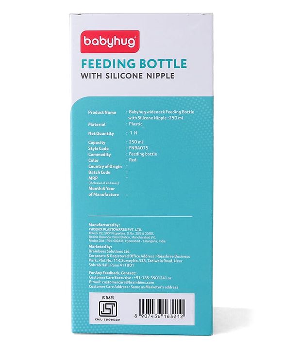 Babyhug Wide Neck Feeding Bottle with Silicone Nipple Dino Print - 250ml| Microwave and Sterilizer Safe| BPA Free| Easy to Clean & Hygienic| Measuring Scale| Anti-colic| Leak Proof