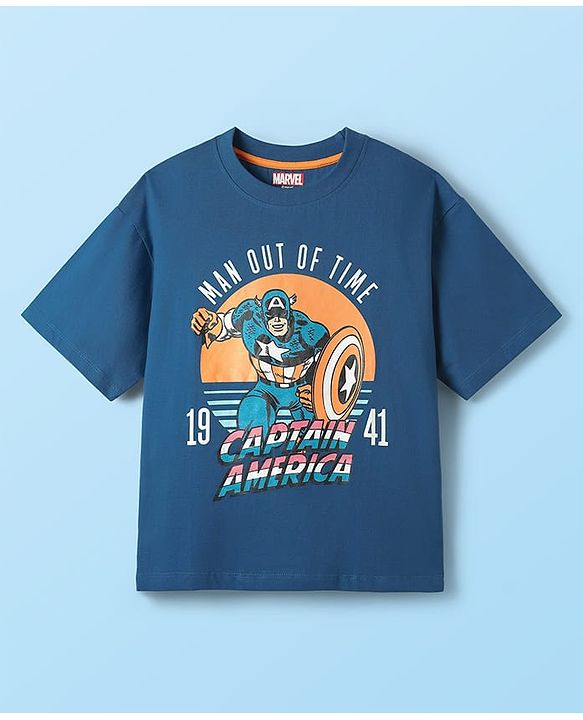 Pine Kids Marvel Single Jersey Knit Half Sleeves Oversize Drop Shoulder T-Shirt With Avengers Graphics Pack Of 3- White Blue & Yellow