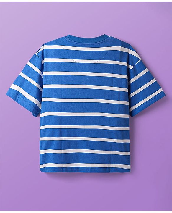 Pine Kids Marvel Single Jersey Knit Half Drop Shoulder Sleeves Oversized T-Shirts with Avengers Graphics & Stripes Pack of 3 - Blue White & Orange