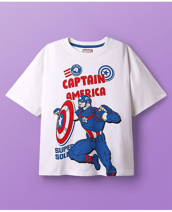 Pine Kids Marvel Single Jersey Knit Half Drop Shoulder Sleeves Oversized T-Shirts with Avengers Graphics & Stripes Pack of 3 - Blue White & Orange
