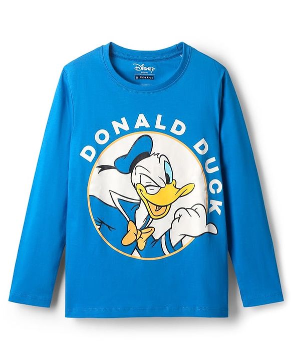 Pine Kids Disney Single Jersey Knit Full Sleeves Night Suit With Donald Duck Graphics - Blue