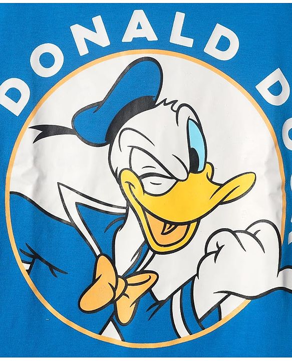 Pine Kids Disney Single Jersey Knit Full Sleeves Night Suit With Donald Duck Graphics - Blue