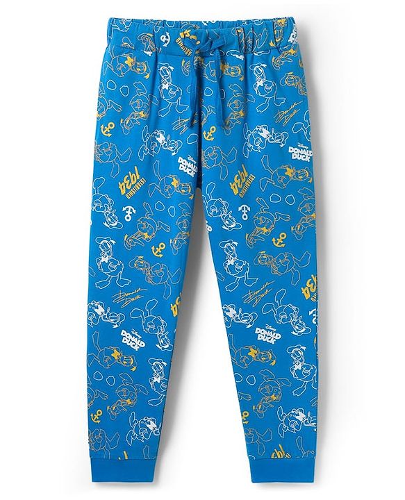 Pine Kids Disney Single Jersey Knit Full Sleeves Night Suit With Donald Duck Graphics - Blue