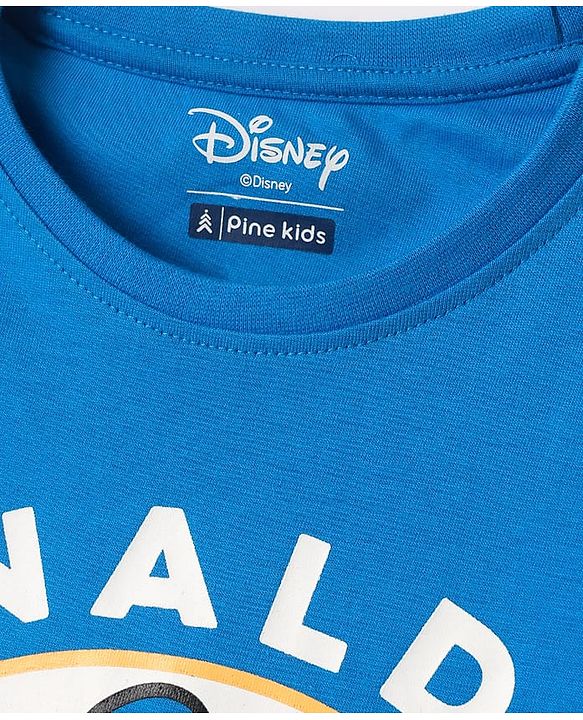 Pine Kids Disney Single Jersey Knit Full Sleeves Night Suit With Donald Duck Graphics - Blue