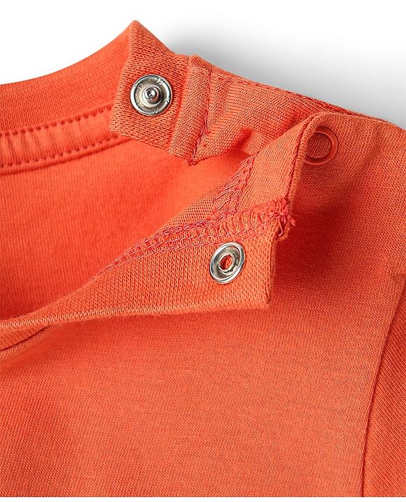 Babyhug Cotton Knit Half Sleeves Night Suit With Money Print - Orange