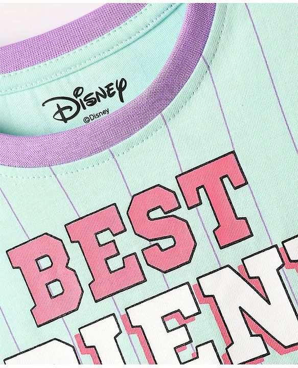 Pine Kids Disney Single Jersey Knit Oversize Drop Shoulder Half Sleeves T-Shirt With Front And Back Minnie Mouse Graphics - Aqua Blue