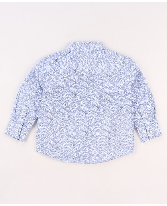 Babyhug Cotton Woven Full Sleeves Printed Shirt & Denim Jeans Set - Blue