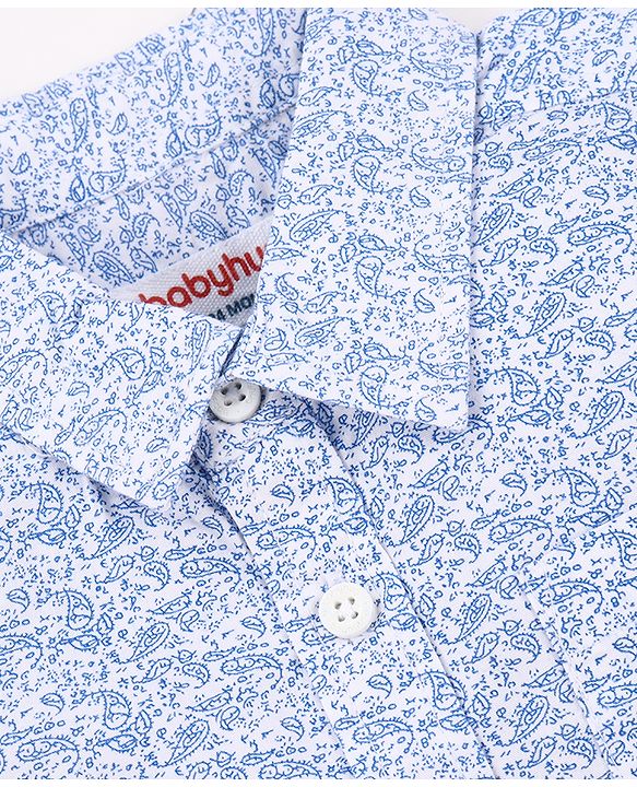 Babyhug Cotton Woven Full Sleeves Printed Shirt & Denim Jeans Set - Blue