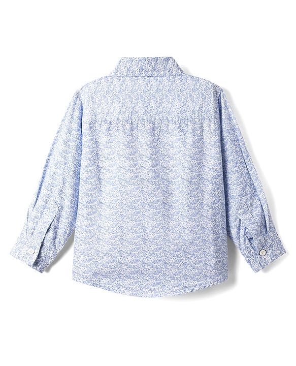 Babyhug Cotton Woven Full Sleeves Printed Shirt & Denim Jeans Set - Blue