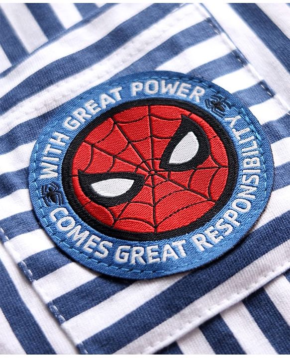 Pine Kids Marvel Cotton Woven Half Sleeves Shirt with Inner Tee  Spider Man Graphics - Multicolor