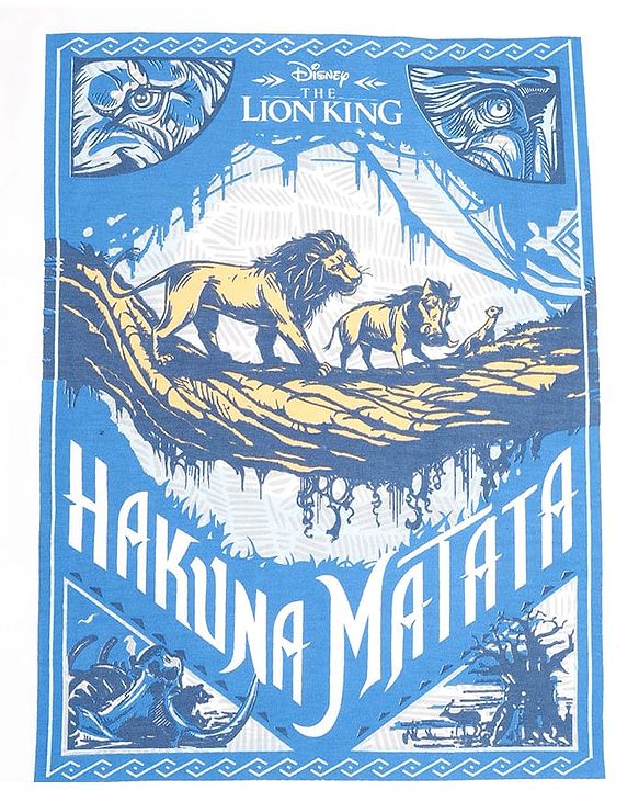 Pine Kids Disney 100% Cotton Oversized Drop Shoulder Half Sleeves T-Shirt & Shorts Set With Lion King Graphics - Blue