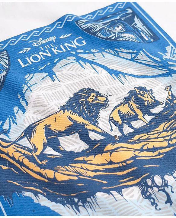 Pine Kids Disney 100% Cotton Oversized Drop Shoulder Half Sleeves T-Shirt & Shorts Set With Lion King Graphics - Blue