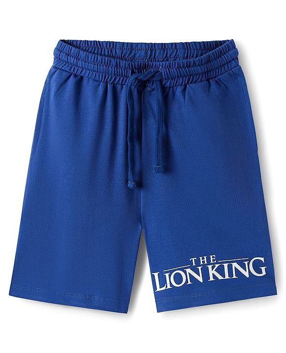 Pine Kids Disney Single Jersey Knit Half Sleeves Shorts Night Suit With Lion King Graphics - Navy Blue