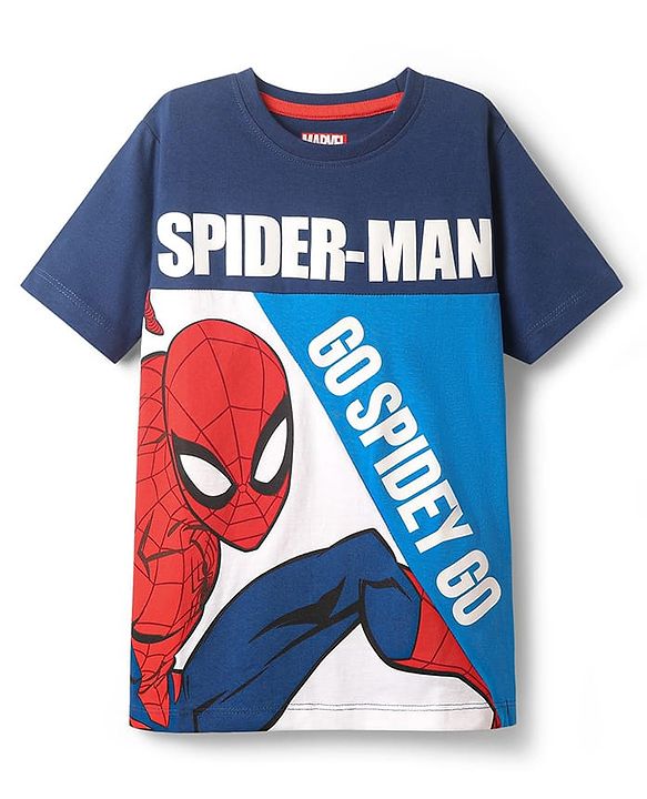 Pine Kids Marvel Single Jersey Knit Half Sleeves T-Shirt With Spider-Man Graphics - Multicolor