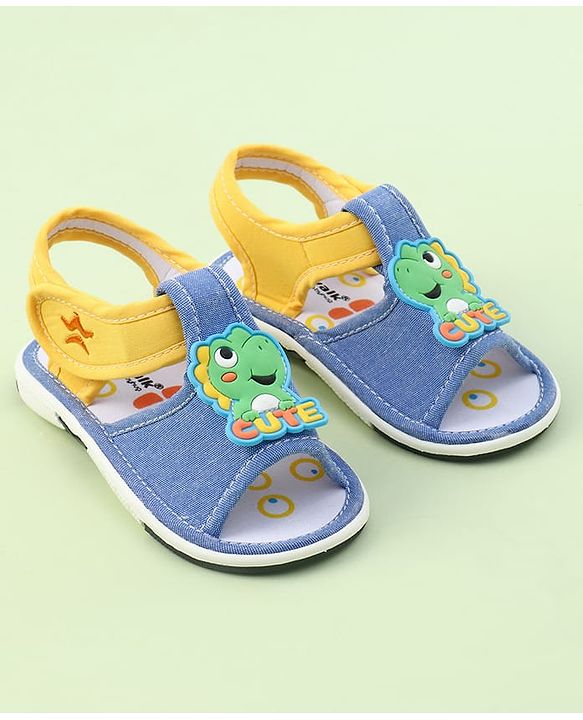 Cute Walk by Babyhug Sandals with Velcro Closure & Dino Applique - Royal Blue