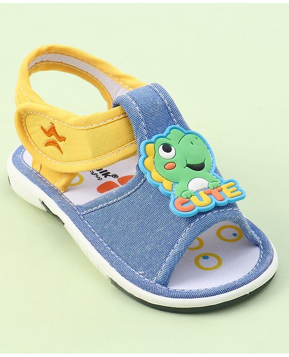 Cute Walk by Babyhug Sandals with Velcro Closure & Dino Applique - Royal Blue
