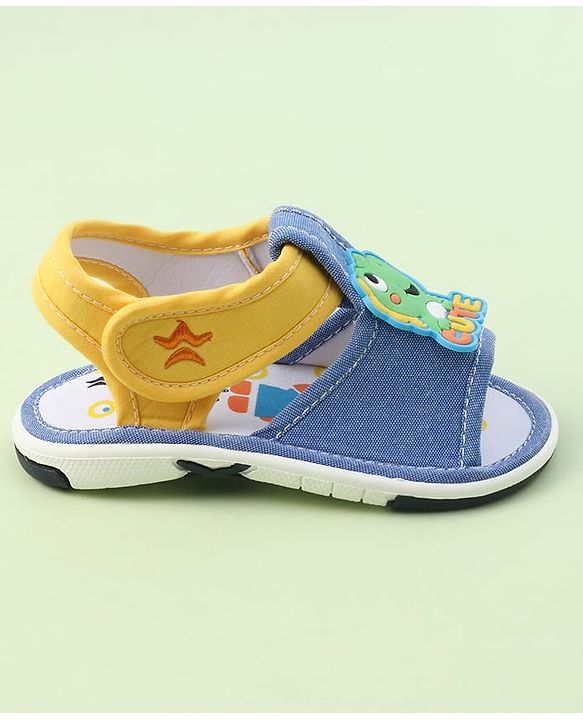 Cute Walk by Babyhug Sandals with Velcro Closure & Dino Applique - Royal Blue