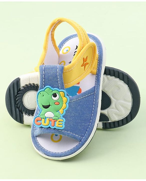 Cute Walk by Babyhug Sandals with Velcro Closure & Dino Applique - Royal Blue