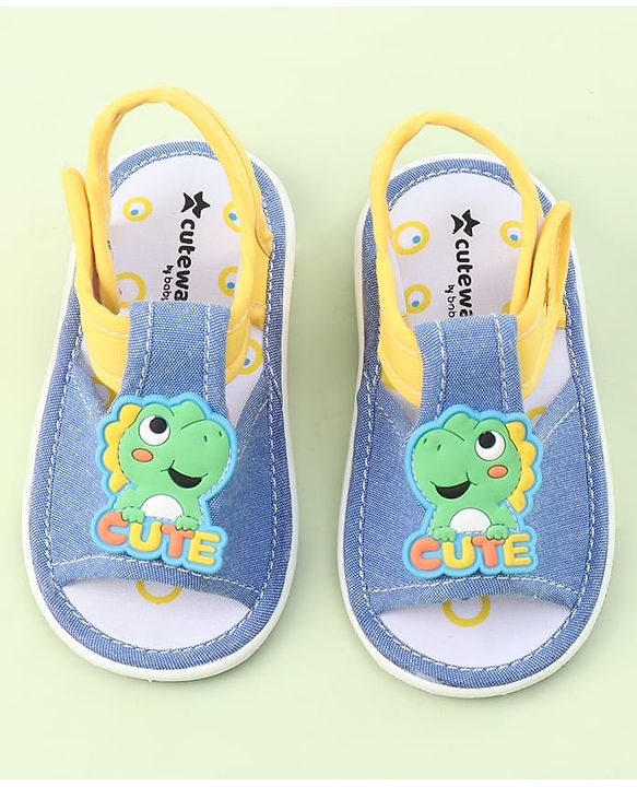 Cute Walk by Babyhug Sandals with Velcro Closure & Dino Applique - Royal Blue