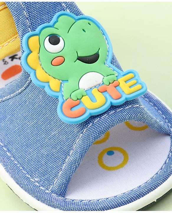 Cute Walk by Babyhug Sandals with Velcro Closure & Dino Applique - Royal Blue
