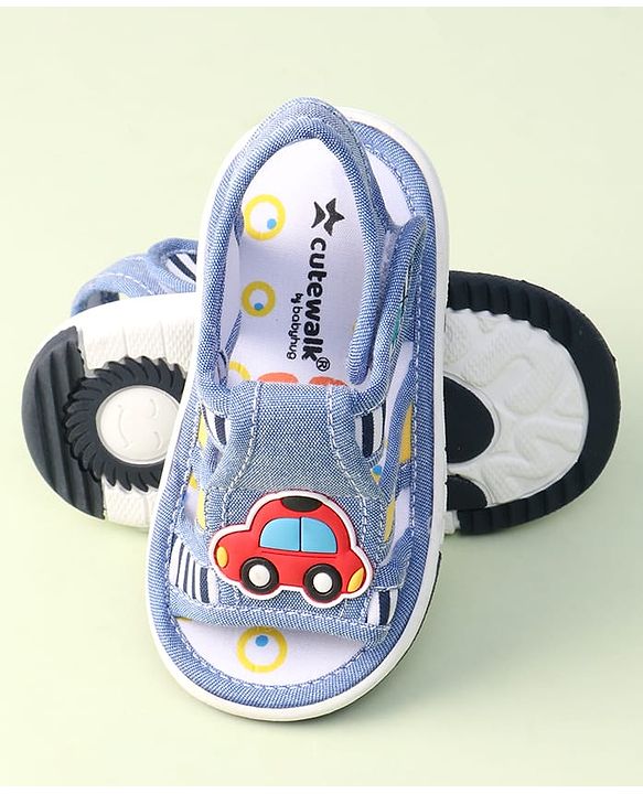 Cute Walk by Babyhug Velcro Closure Sandals With Car Patch - Blue