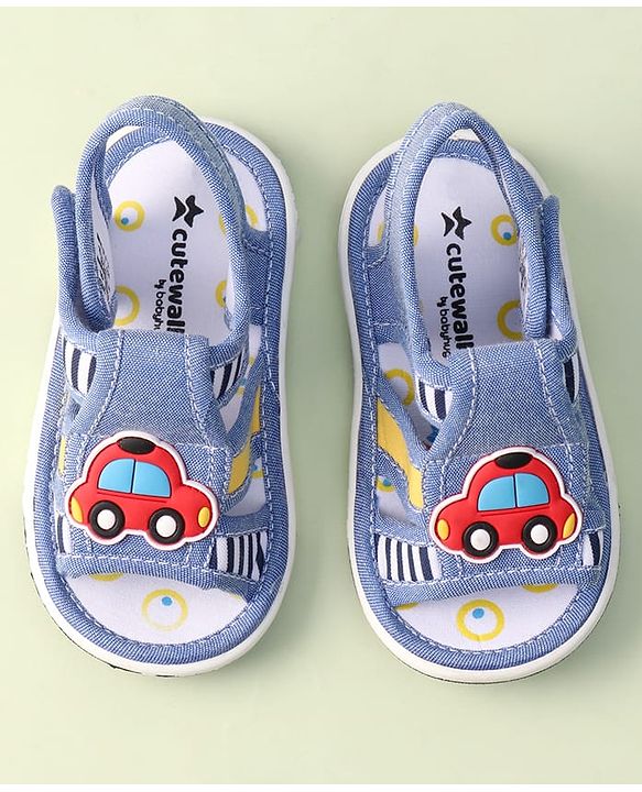 Cute Walk by Babyhug Velcro Closure Sandals With Car Patch - Blue