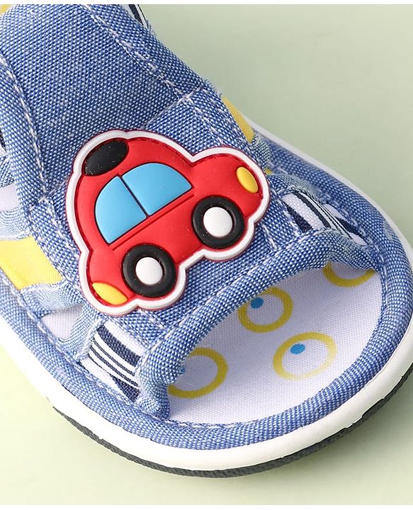 Cute Walk by Babyhug Velcro Closure Sandals With Car Patch - Blue