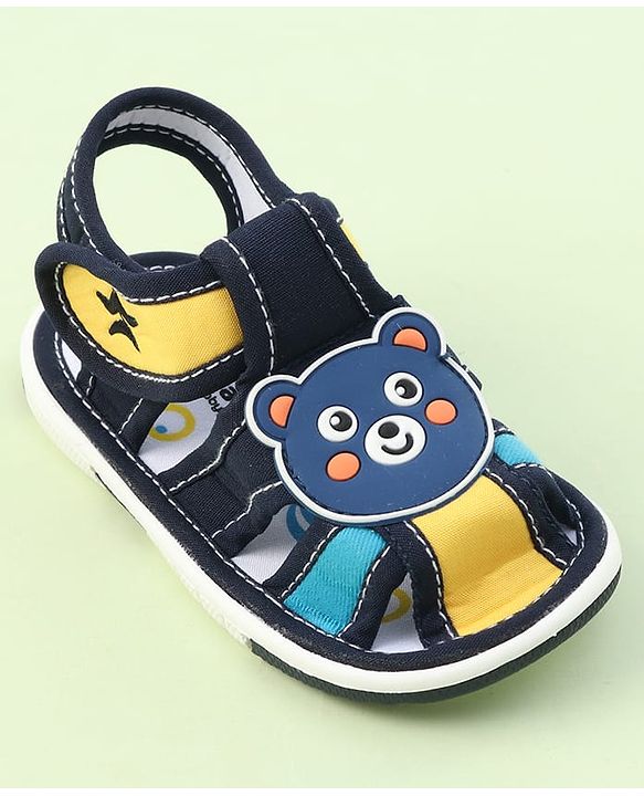 Cute Walk by Babyhug Sandals with Velcro Closure & Teddy Applique - Yellow