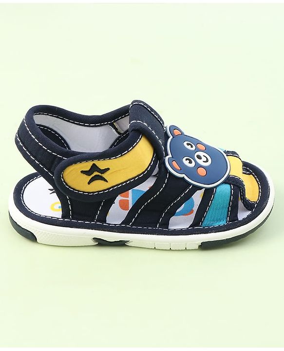 Cute Walk by Babyhug Sandals with Velcro Closure & Teddy Applique - Yellow