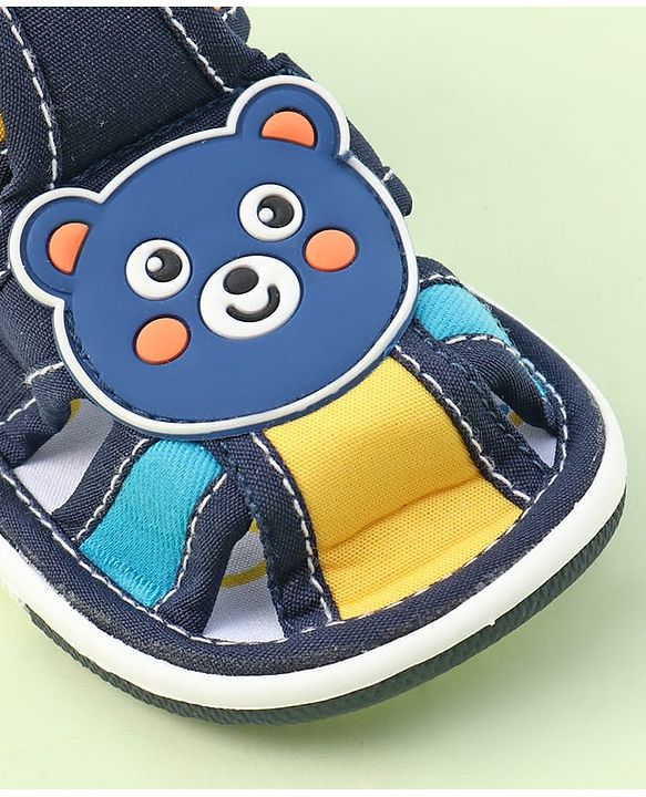 Cute Walk by Babyhug Sandals with Velcro Closure & Teddy Applique - Yellow