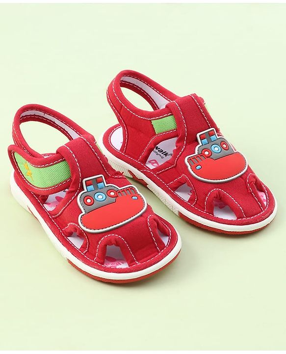 Cute Walk by Babyhug Sandals with Velcro Closure & Ship Applique - Red