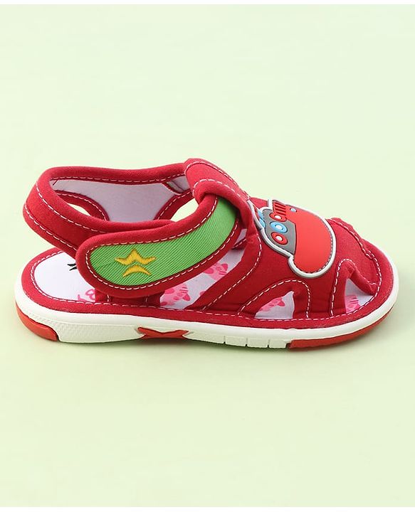 Cute Walk by Babyhug Sandals with Velcro Closure & Ship Applique - Red
