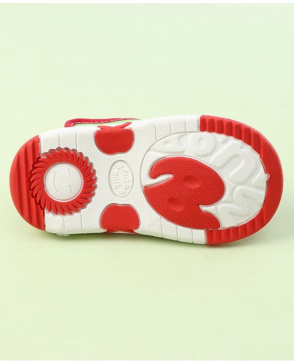 Cute Walk by Babyhug Sandals with Velcro Closure & Ship Applique - Red