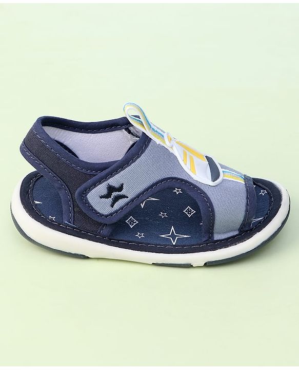 Cute Walk by Babyhug Sandals with Velcro Closure & Yatch Applique - Navy Blue