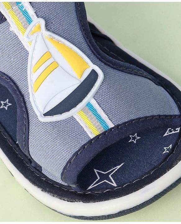 Cute Walk by Babyhug Sandals with Velcro Closure & Yatch Applique - Navy Blue