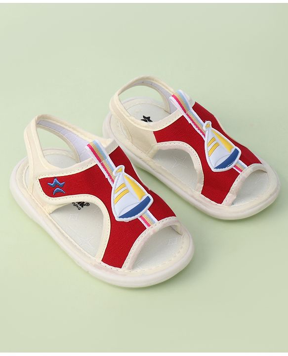 Cute Walk by Babyhug Sandals with Velcro Closure & Yatch Applique - Navy Blue
