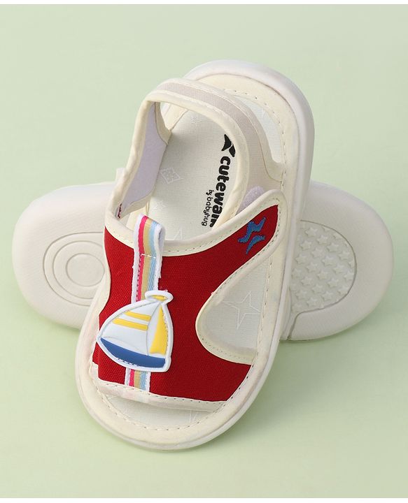 Cute Walk by Babyhug Sandals with Velcro Closure & Yatch Applique - Navy Blue