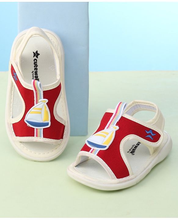 Cute Walk by Babyhug Sandals with Velcro Closure & Yatch Applique - Navy Blue