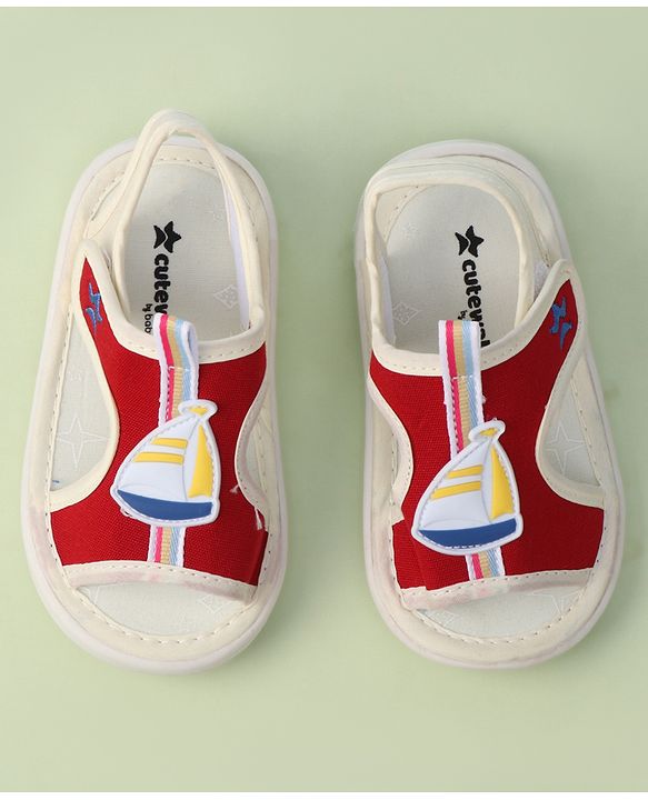 Cute Walk by Babyhug Sandals with Velcro Closure & Yatch Applique - Navy Blue