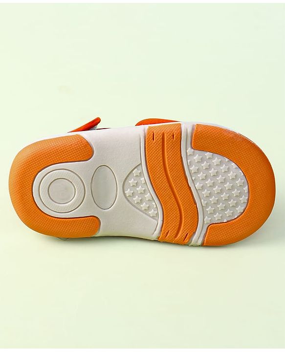 Cute Walk By Babyhug Sandals With Velcro Closure & Vehicle Applique - Red