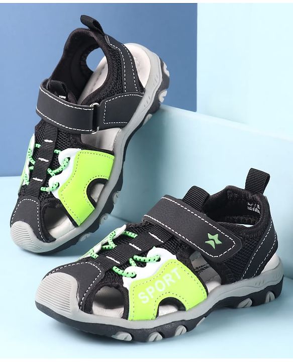Cute Walk by Babyhug Velcro Closure Sandals With Sport Print - Green