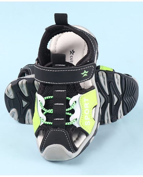 Cute Walk by Babyhug Velcro Closure Sandals With Sport Print - Green