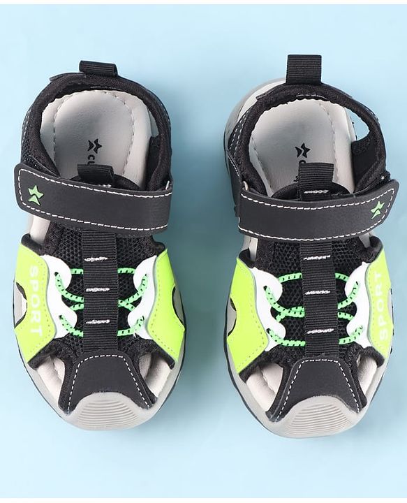 Cute Walk by Babyhug Velcro Closure Sandals With Sport Print - Green