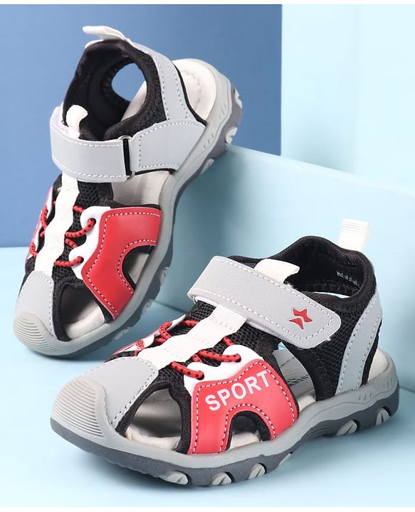 Cute Walk by Babyhug Velcro Closure Sandals With Sport Print - Red