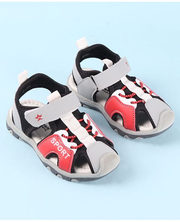 Cute Walk by Babyhug Velcro Closure Sandals With Sport Print - Red